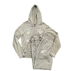 Harley Davidson RARE Y2K Kauai Sweatsuit Zip Up Hoodie Green Pants Set Size M